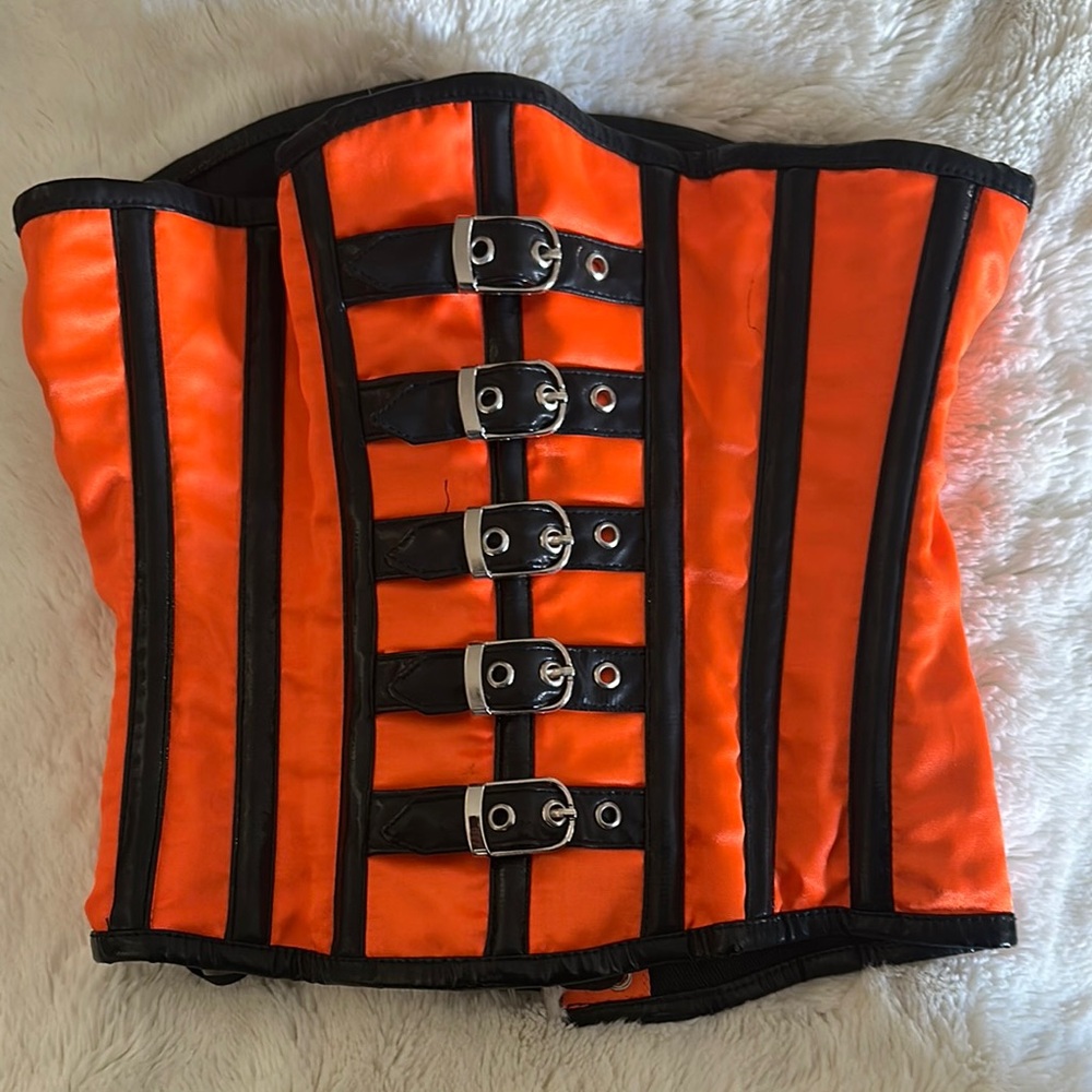 Orange and Black Buckle Corset